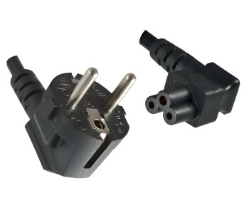 Síťový kabel Europe CEE 7/7 90° na C5 úhlový, 0,75 mm², VDE, černý, délka 1,80 m